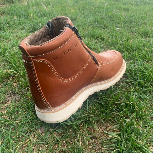 MEN\'S WORK BOOTS GENUINE LEATHER ZIP-UP TAN 339 main image 4